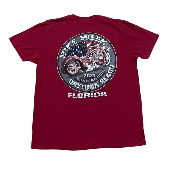 2024 Daytona Beach Bike Week T-Shirt Red Size XL 83rd Annual Motorcycle Event - Picture 3 of 6